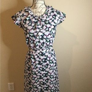 NWT Banana Republic Pink & Black Floral Print Dress Size 8